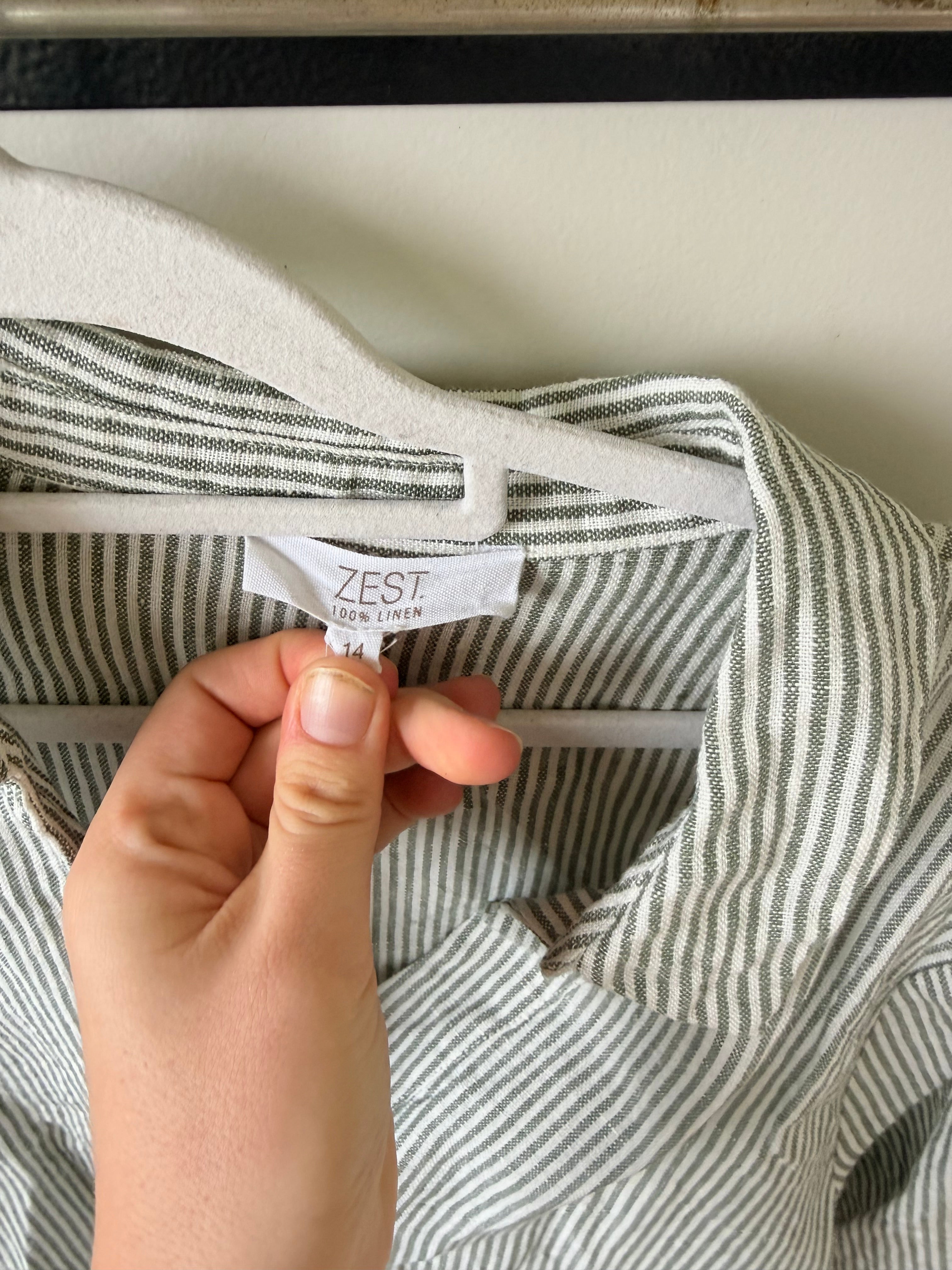 Sage Linen Dress / Size 14